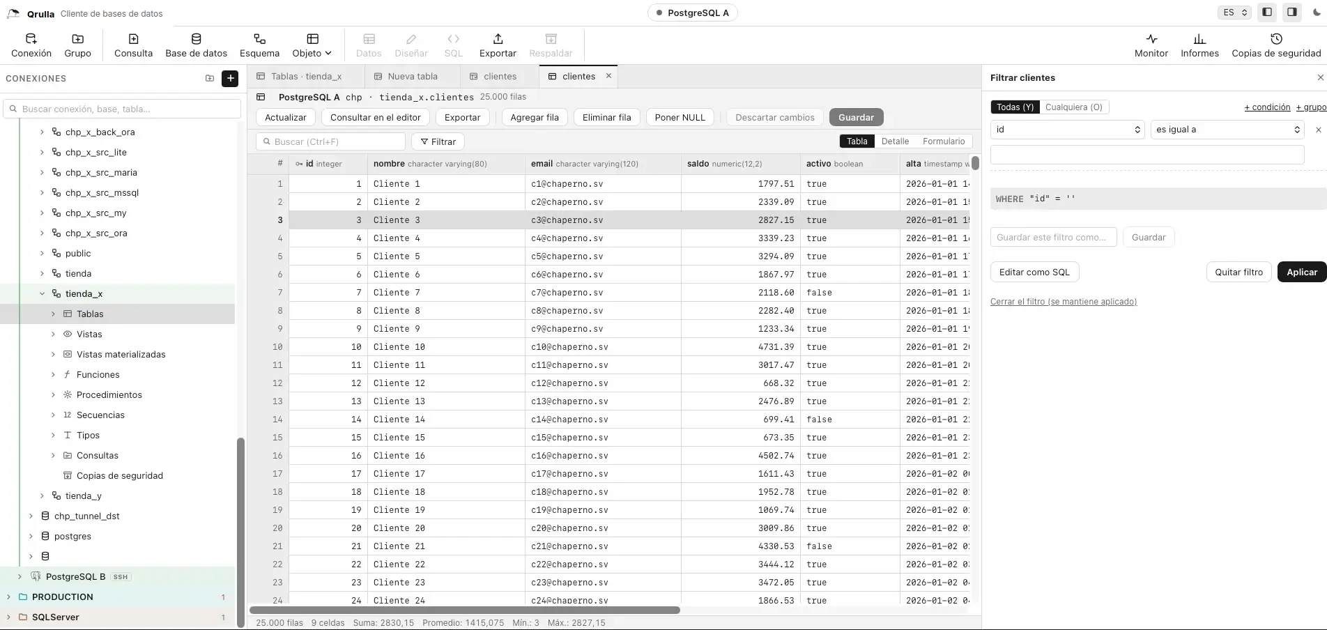 Datos que se editan como una hoja